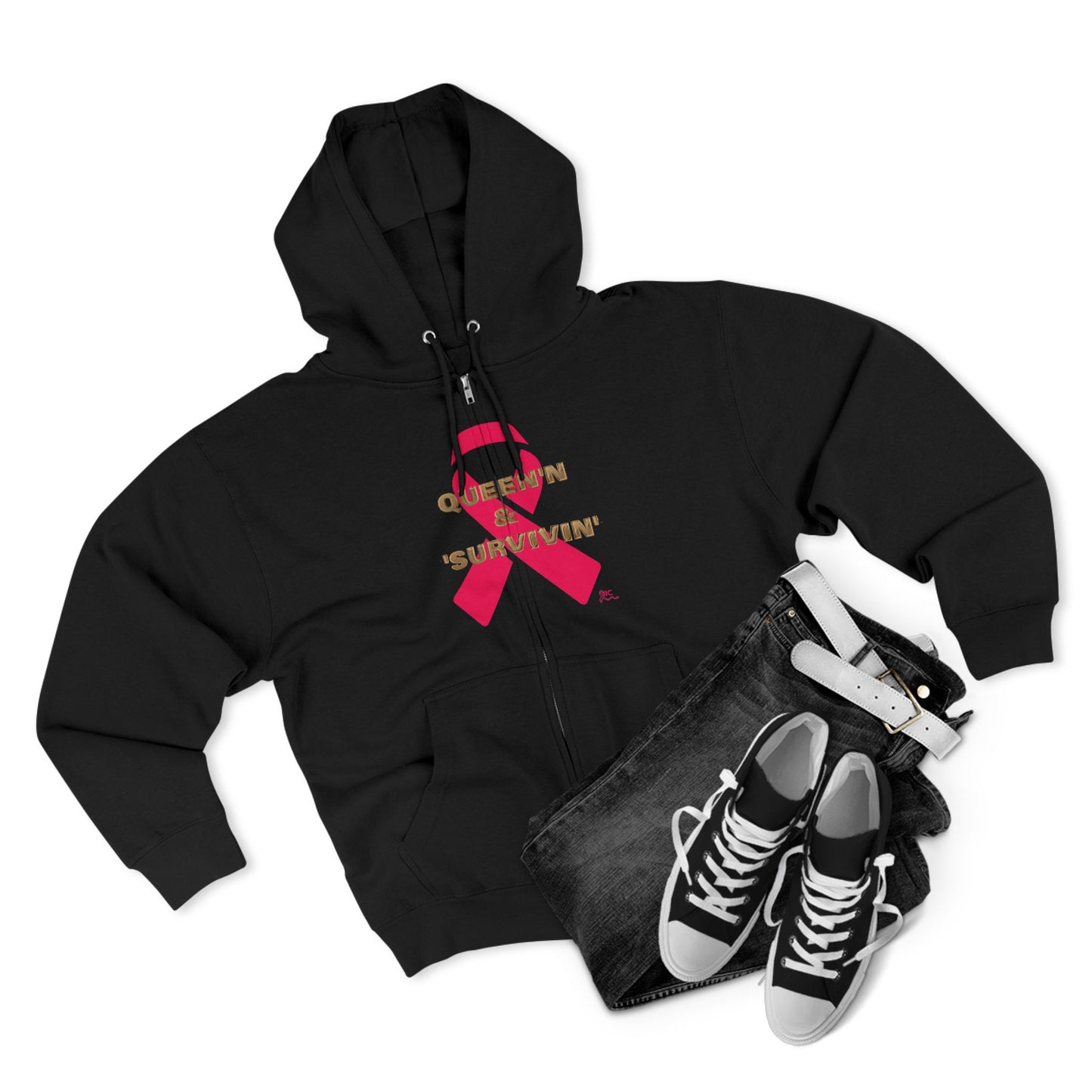 Queen 'SURVIVIN' - PINK -Unisex Zip Hoodie