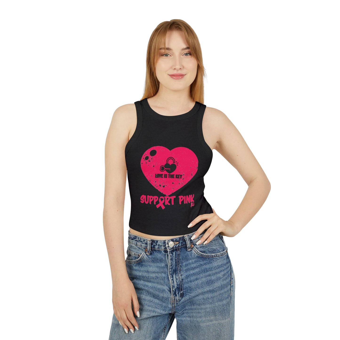 SUPPORT PINK - Women's Micro Rib Racer Tank Top