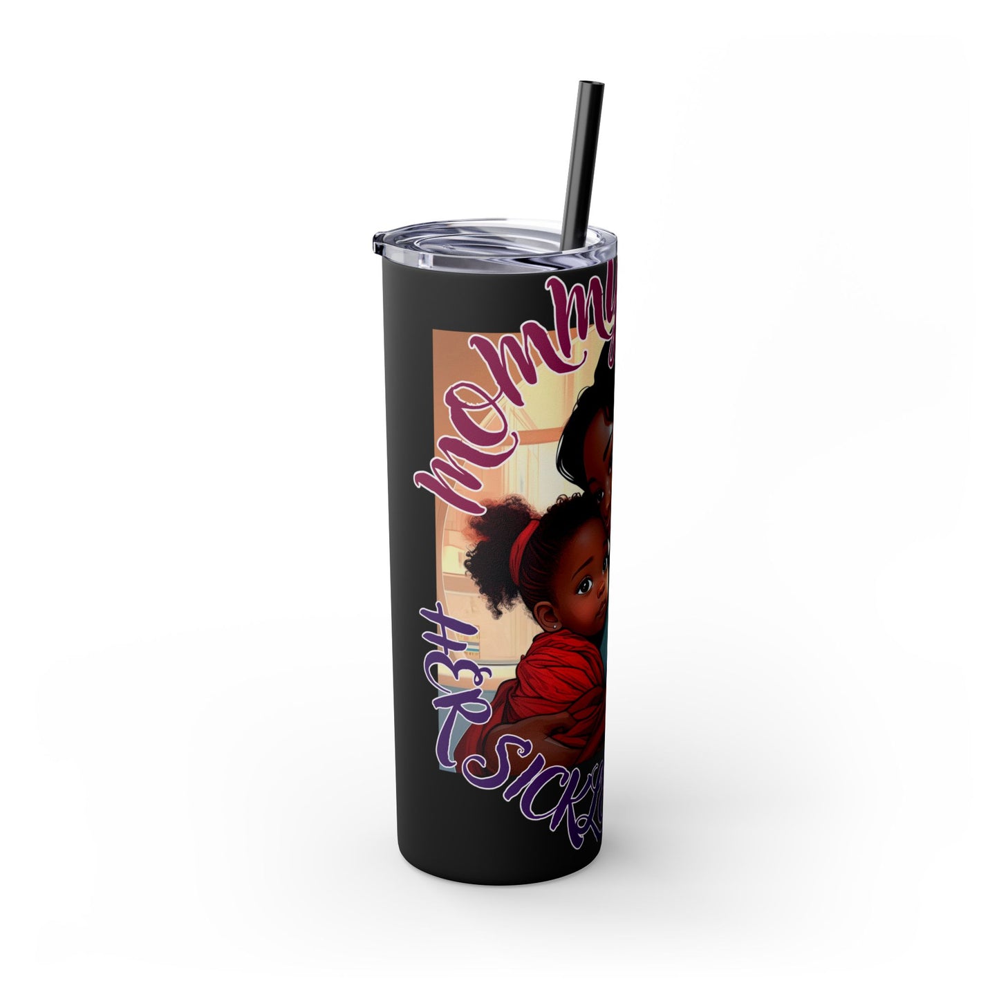 Mommy Loves: Skinny Tumbler with Straw, 20oz