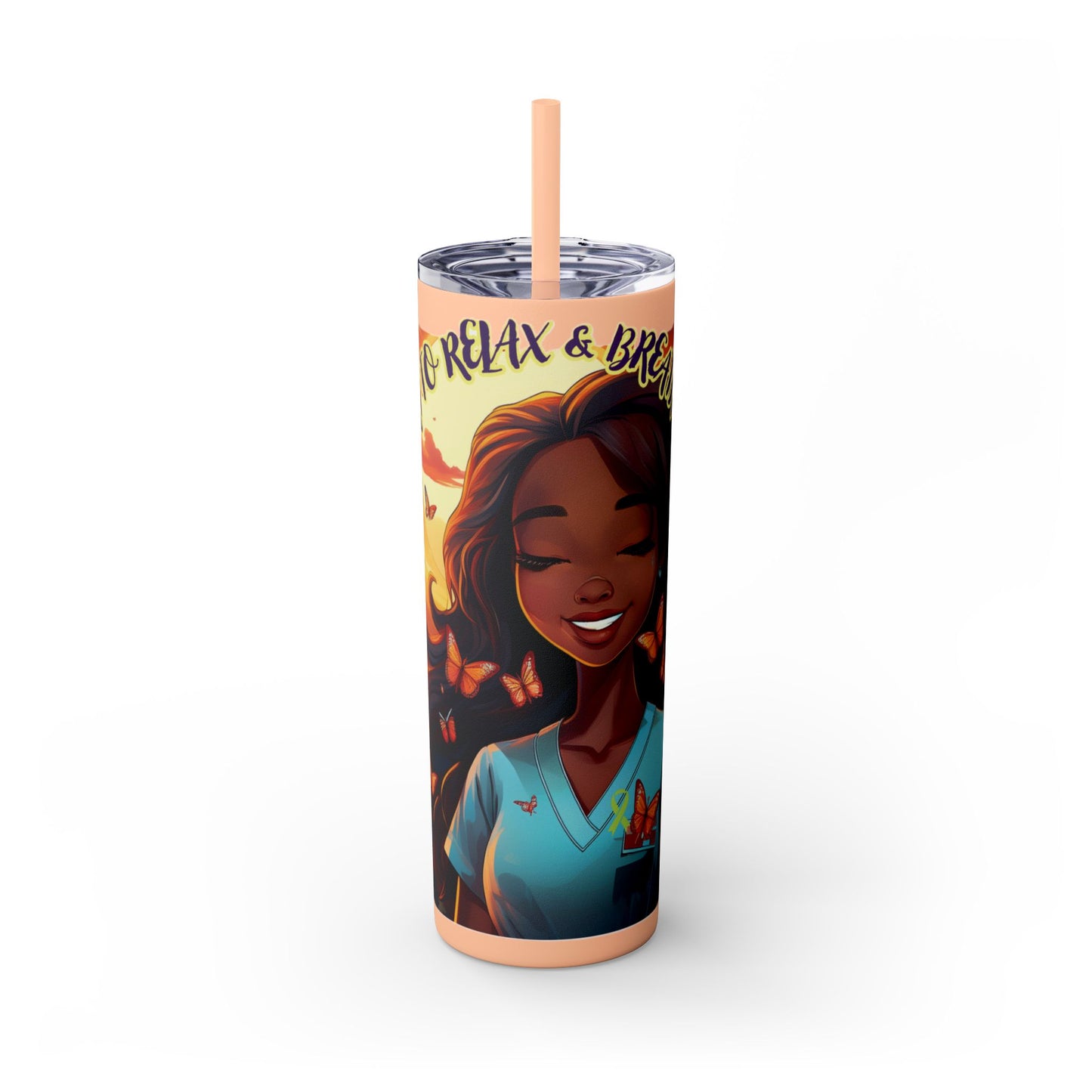 JUST BREATH: Skinny Tumbler with Straw, 20oz