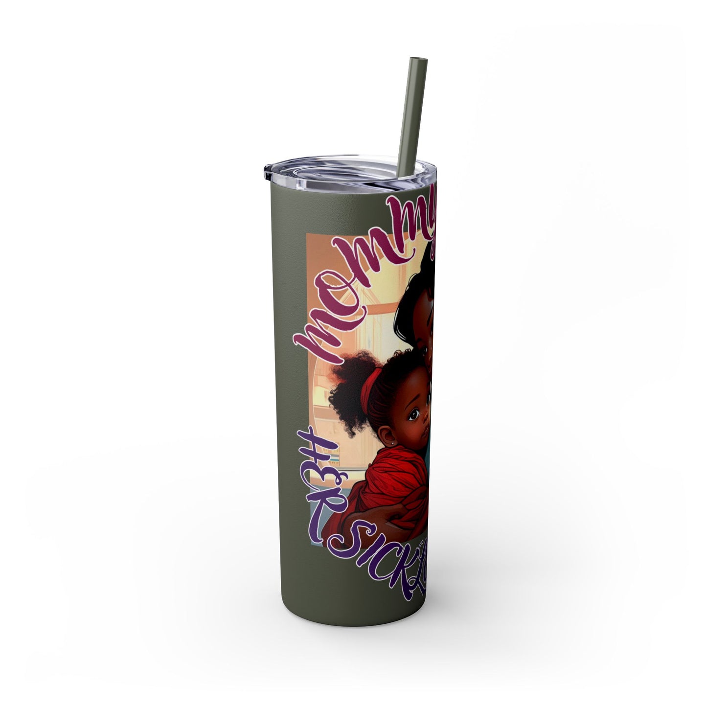 Mommy Loves: Skinny Tumbler with Straw, 20oz