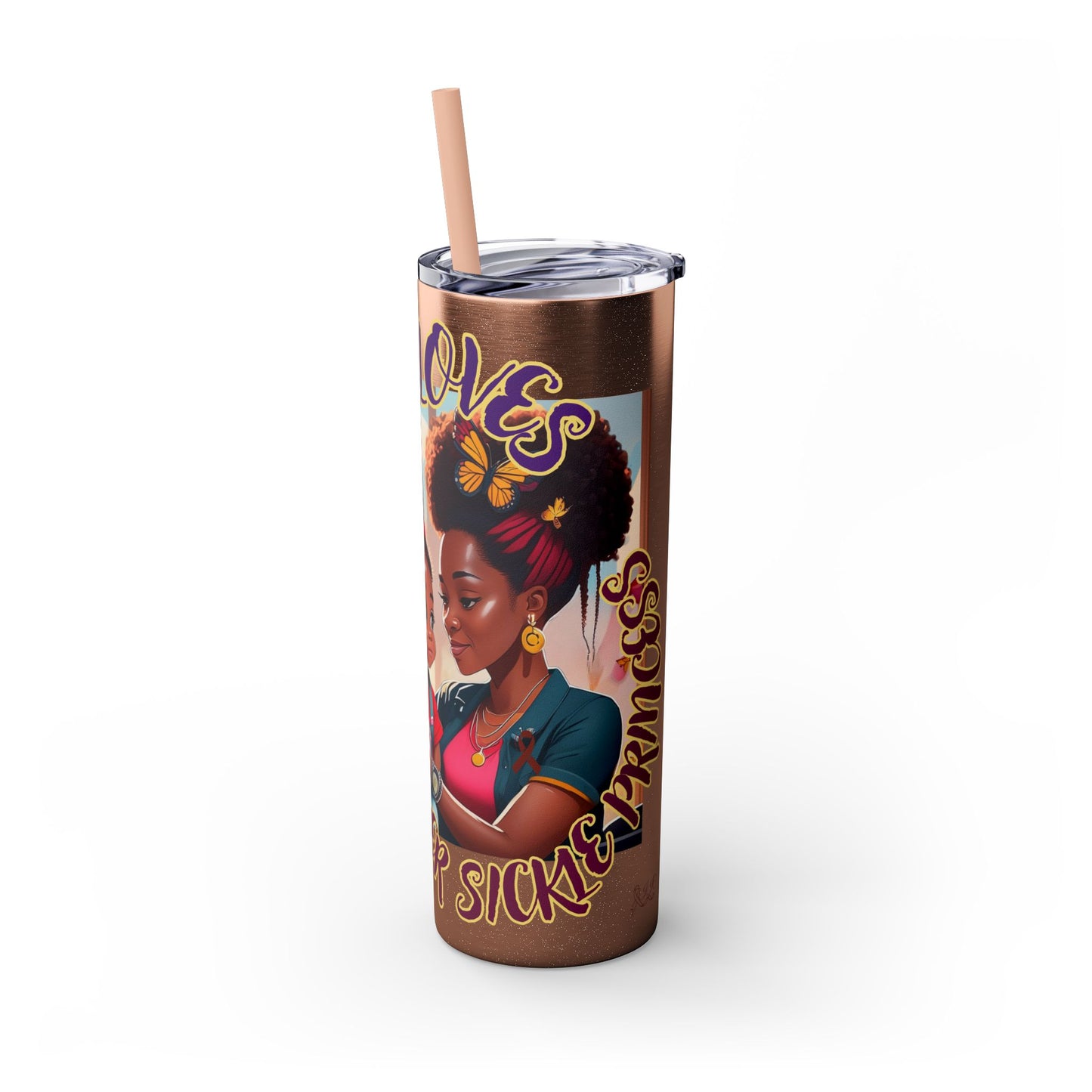 GRANDMA LOVES HER SICKLE PRINCESS - Skinny Tumbler with Straw, 20oz