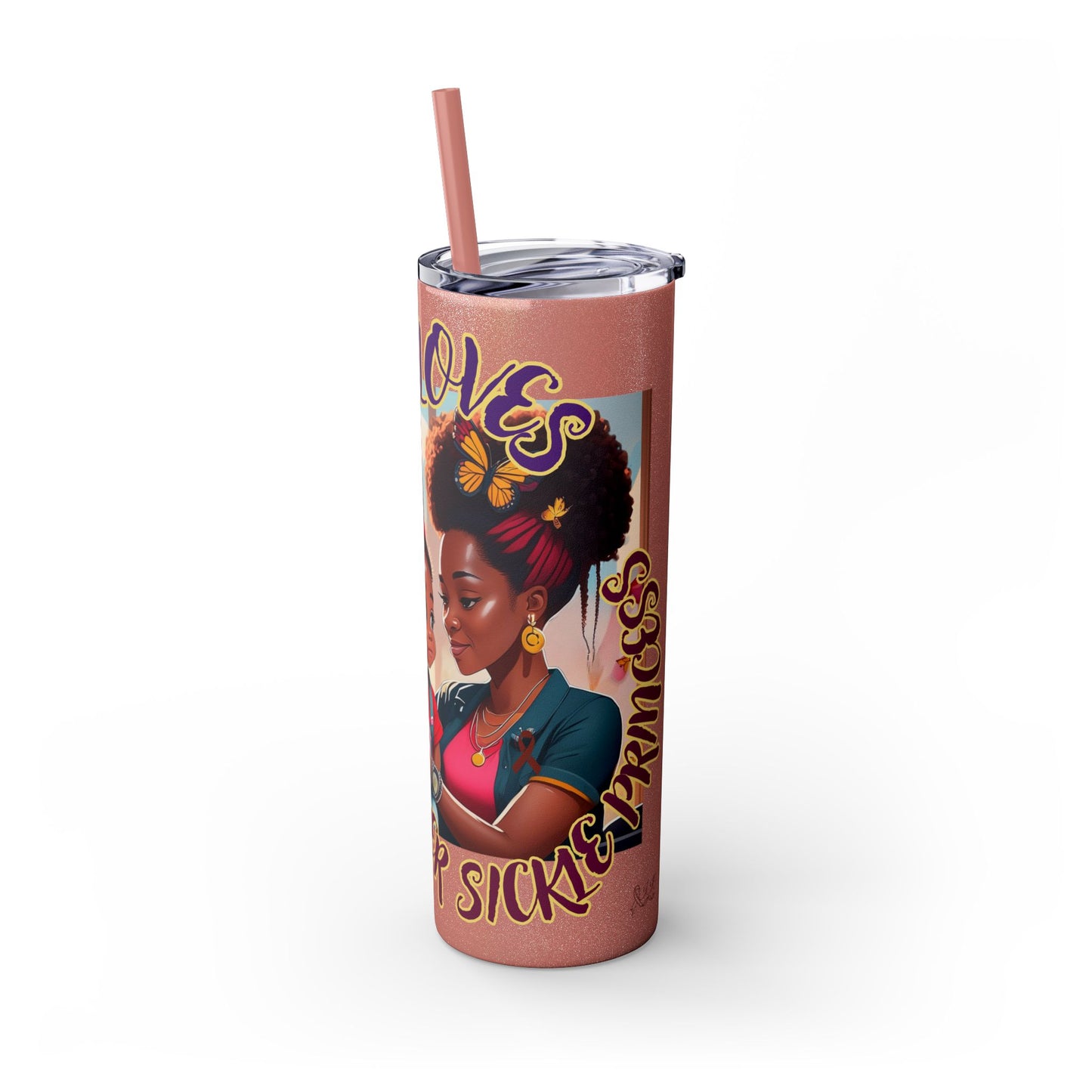 GRANDMA LOVES HER SICKLE PRINCESS - Skinny Tumbler with Straw, 20oz