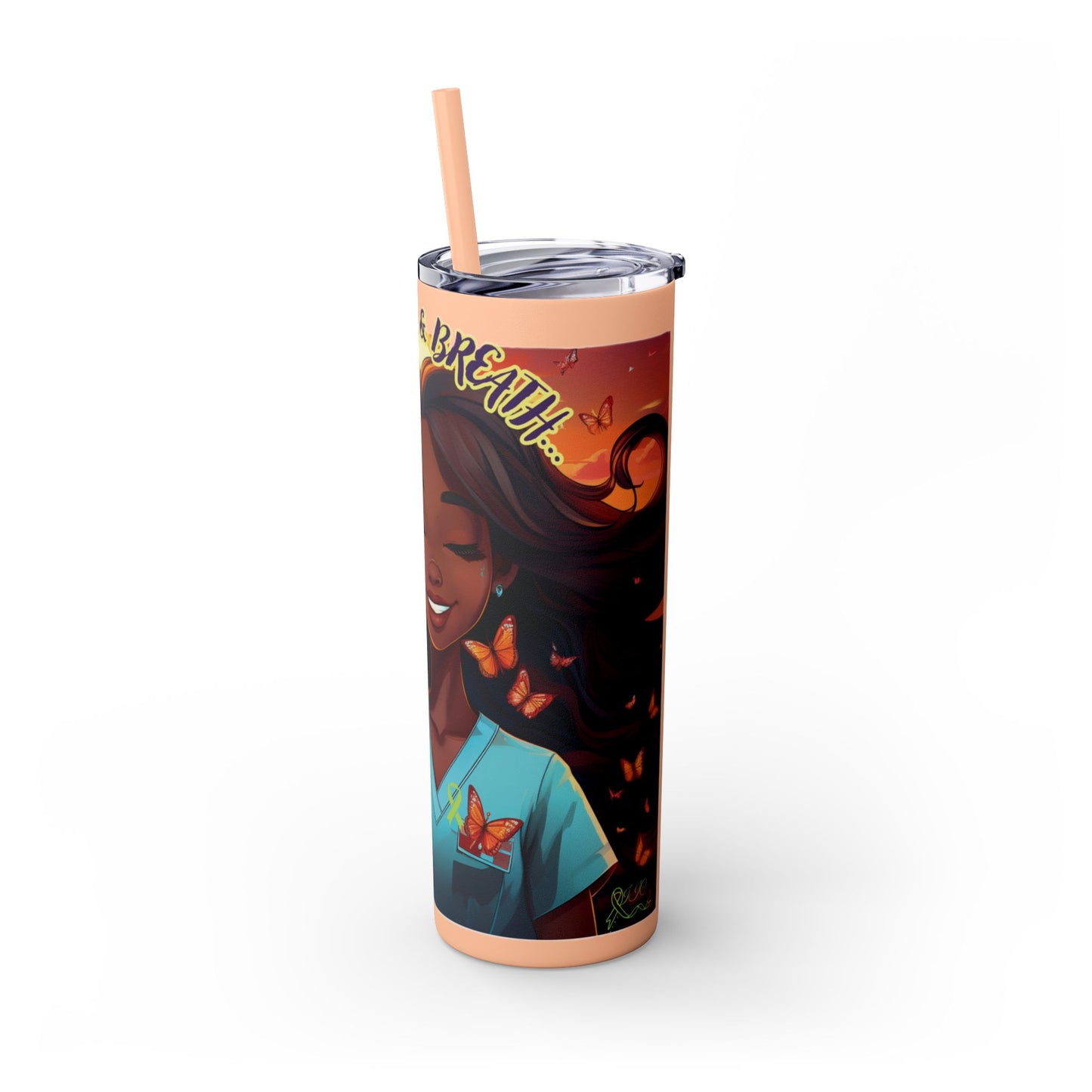 JUST BREATH: Skinny Tumbler with Straw, 20oz