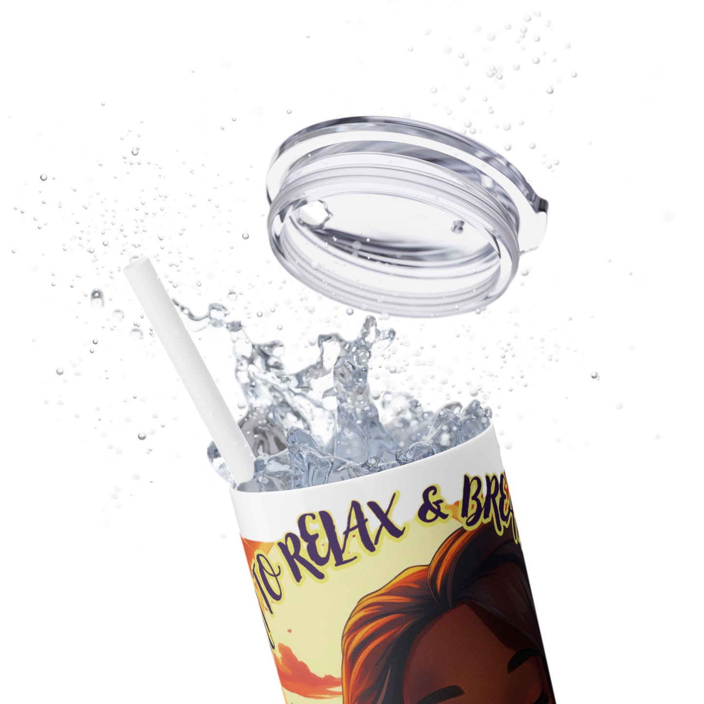 JUST BREATH: Skinny Tumbler with Straw, 20oz