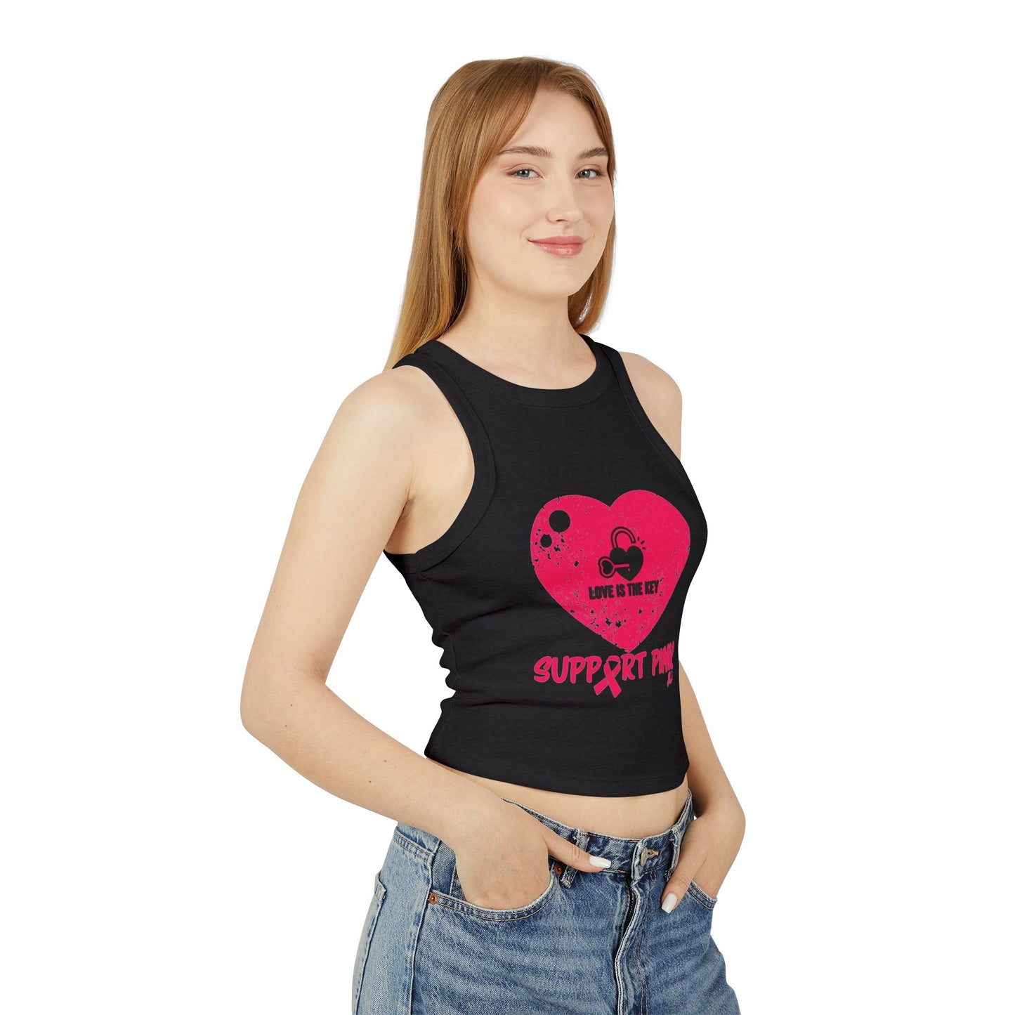 SUPPORT PINK - Women's Micro Rib Racer Tank Top