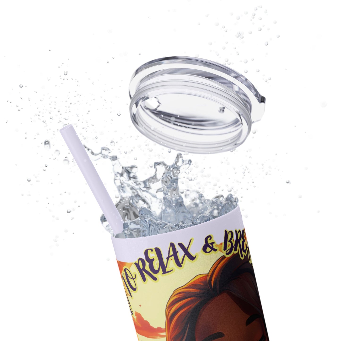 JUST BREATH: Skinny Tumbler with Straw, 20oz