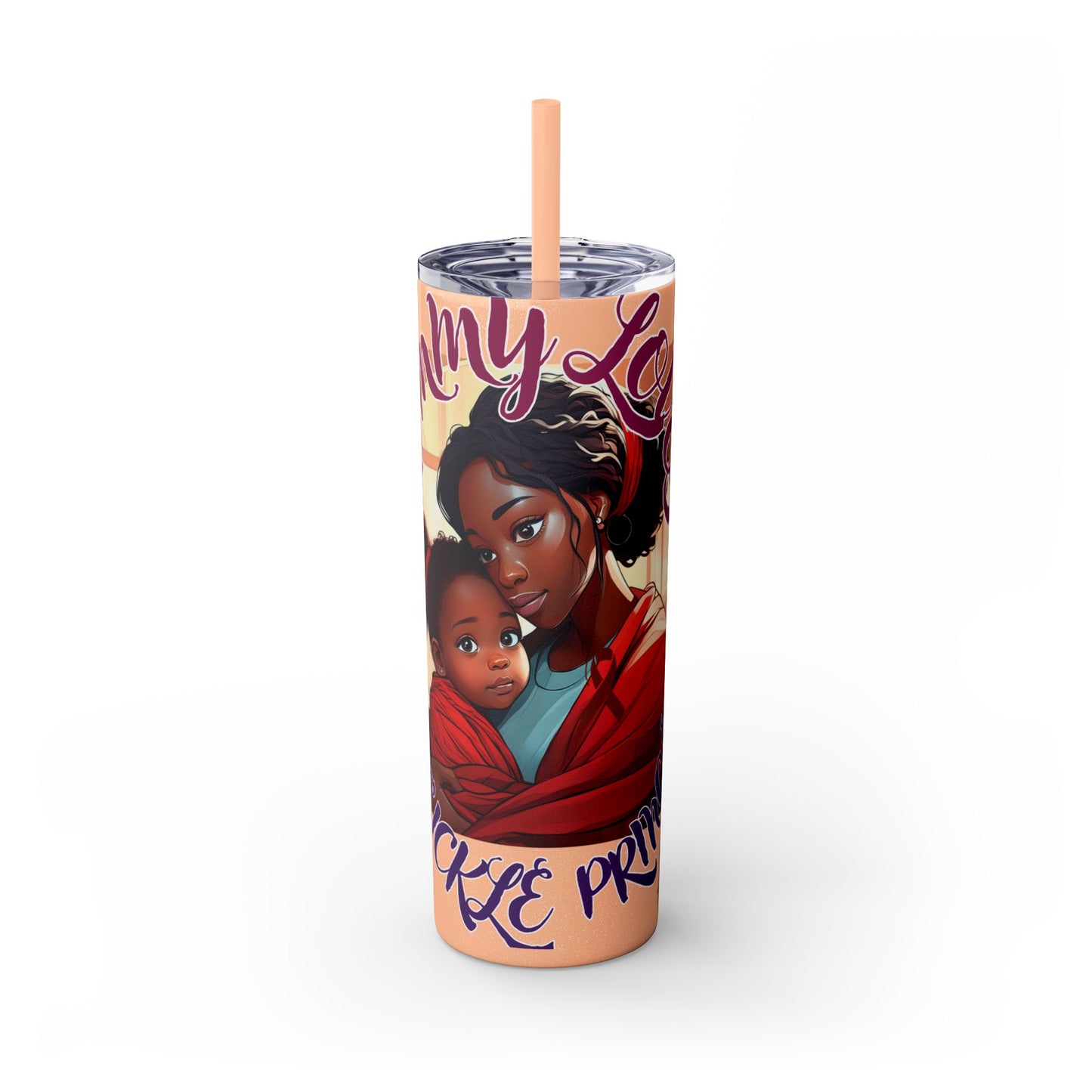 Mommy Loves: Skinny Tumbler with Straw, 20oz