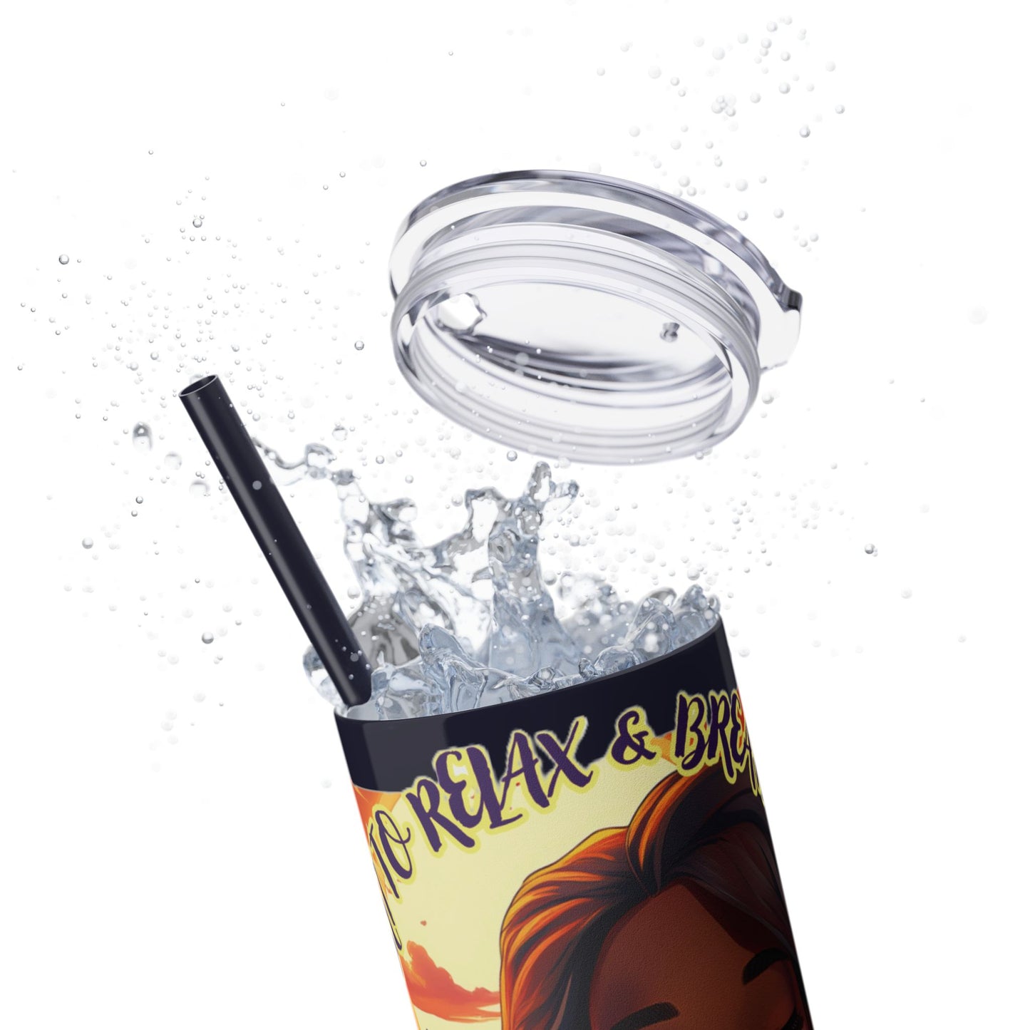 JUST BREATH: Skinny Tumbler with Straw, 20oz