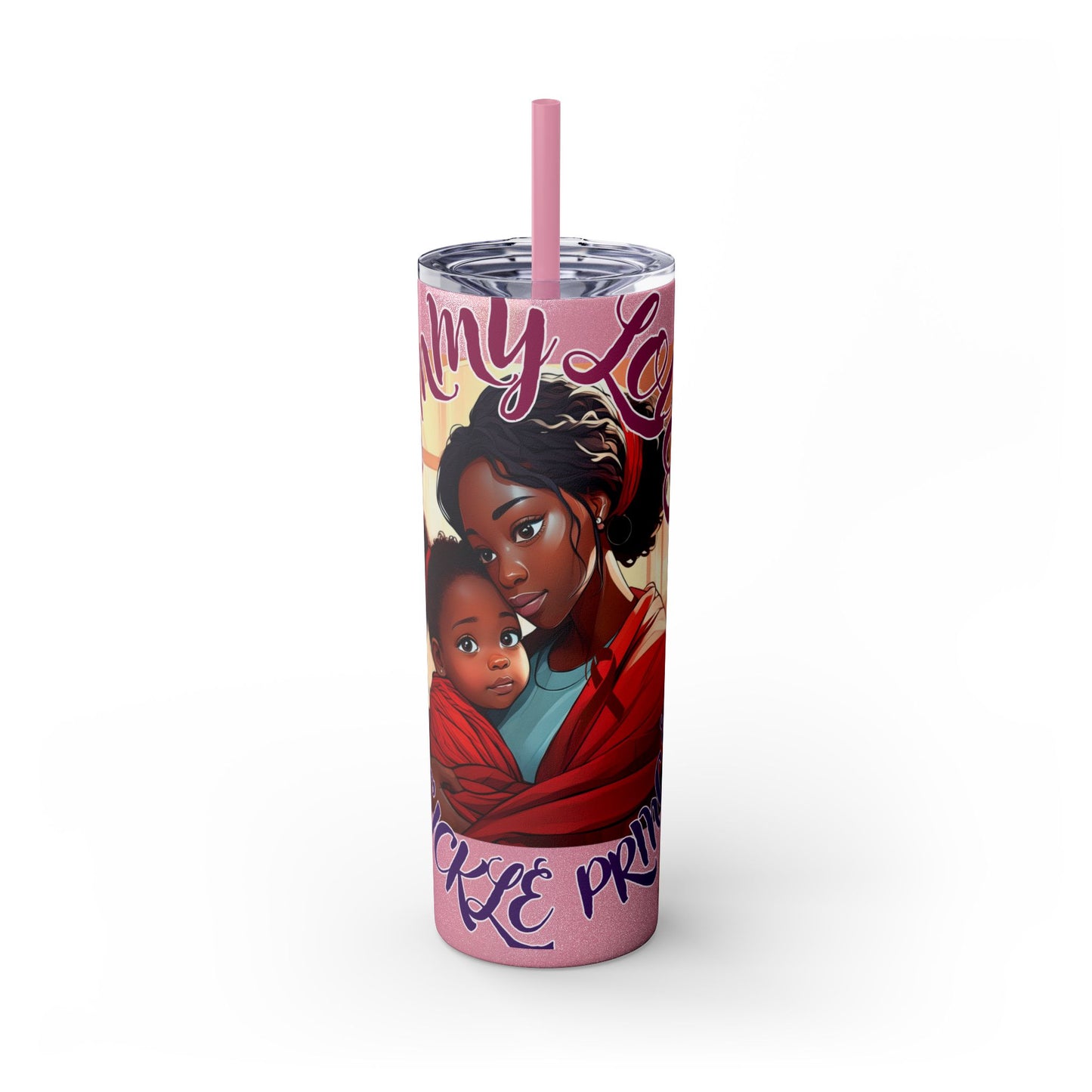 Mommy Loves: Skinny Tumbler with Straw, 20oz