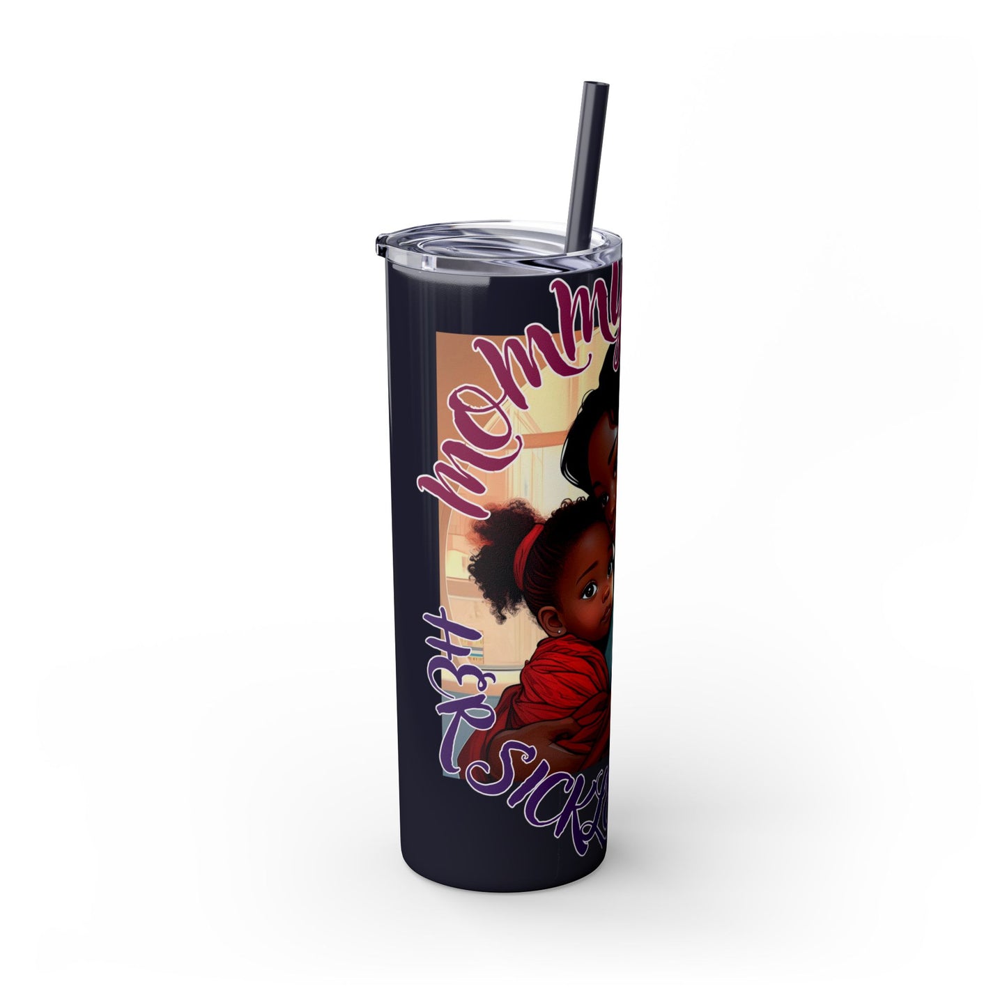 Mommy Loves: Skinny Tumbler with Straw, 20oz