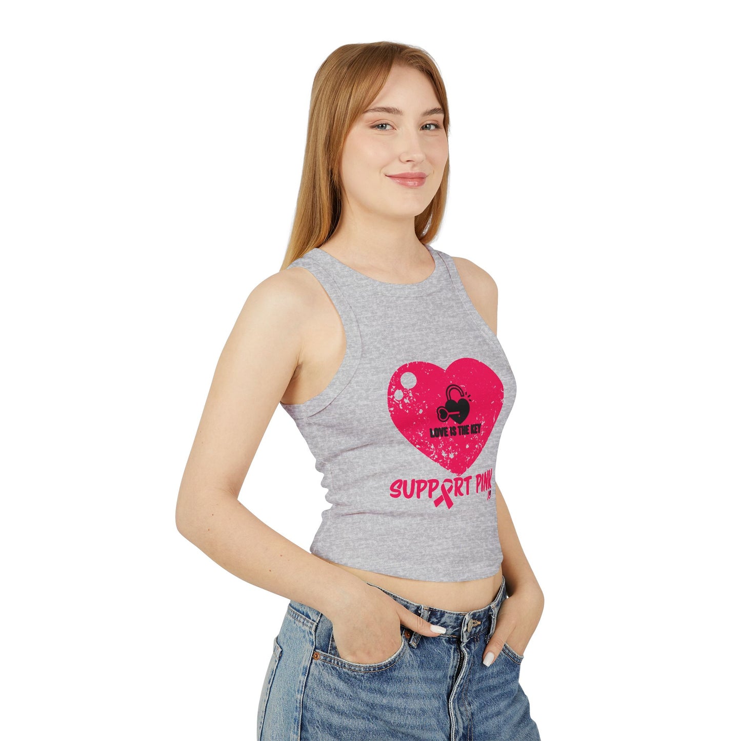 SUPPORT PINK - Women's Micro Rib Racer Tank Top