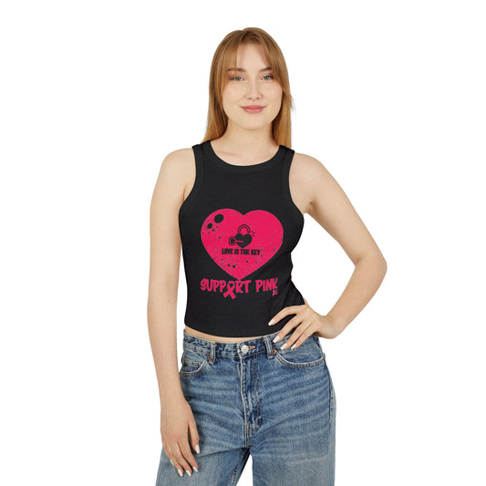 SUPPORT PINK - Women's Micro Rib Racer Tank Top