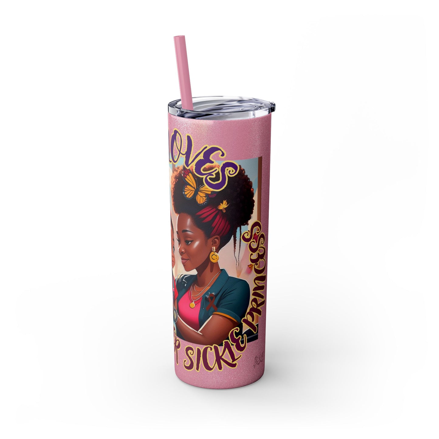 GRANDMA LOVES HER SICKLE PRINCESS - Skinny Tumbler with Straw, 20oz