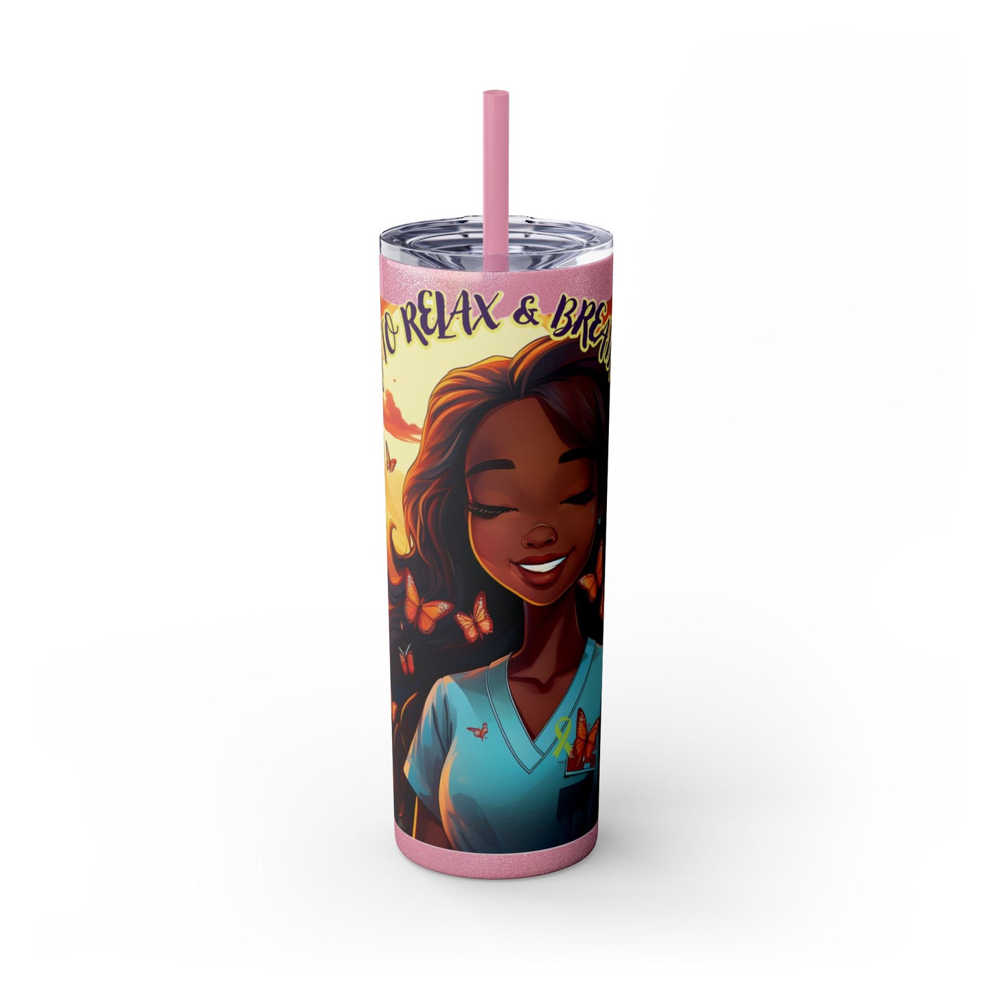 JUST BREATH: Skinny Tumbler with Straw, 20oz