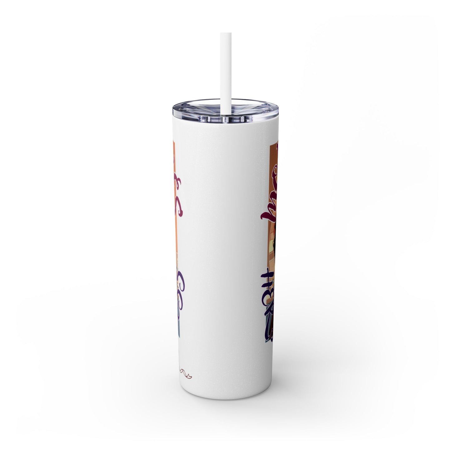 Mommy Loves: Skinny Tumbler with Straw, 20oz