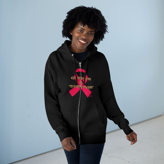 Queen 'SURVIVIN' - PINK -Unisex Zip Hoodie